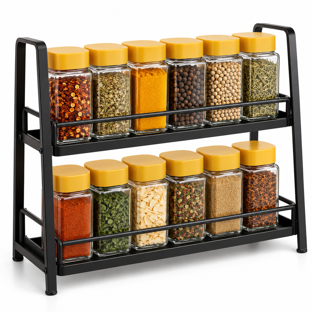 Two-Tier Countertop Spice Rack with 12 Jars