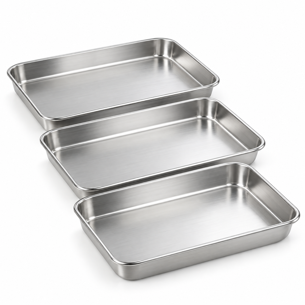 Three-Piece Stainless-Steel Breading Tray Set