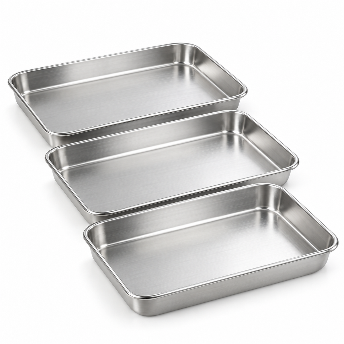 Three-Piece Stainless-Steel Breading Tray Set