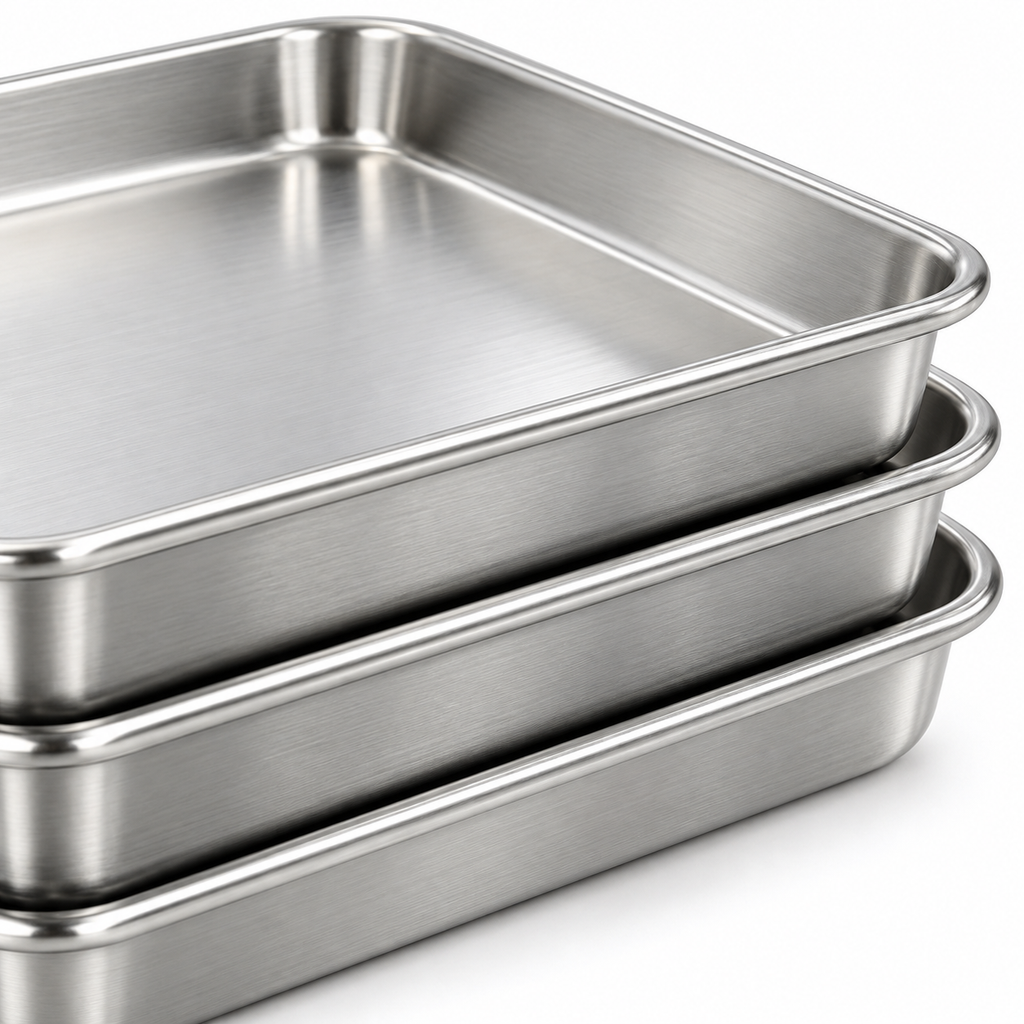 Three-Piece Stainless-Steel Breading Tray Set