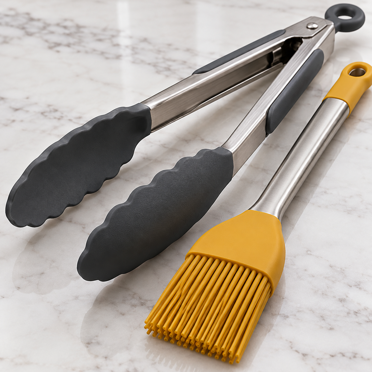 Silicone Basting Brush and Tongs Set