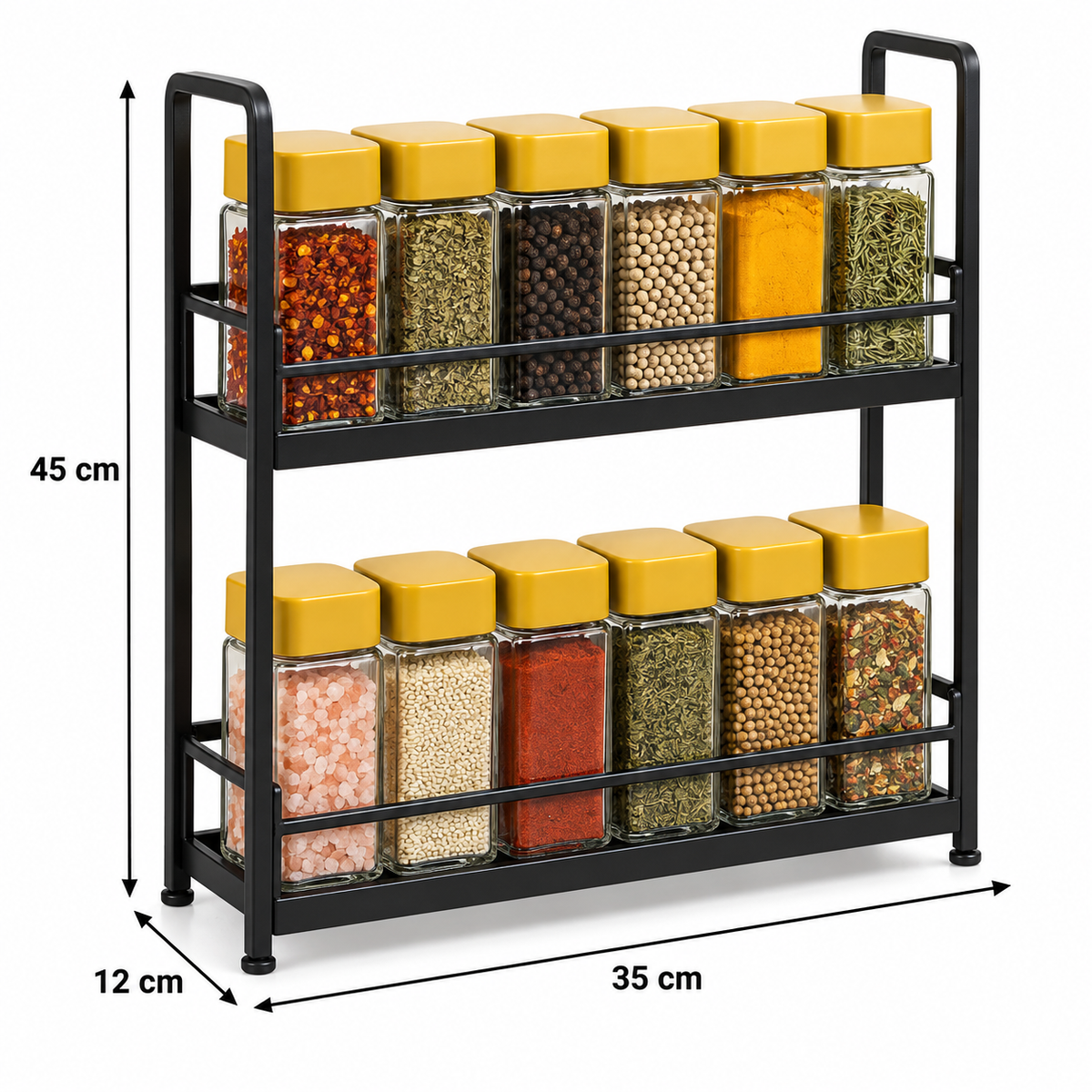 Two-Tier Countertop Spice Rack with 12 Jars