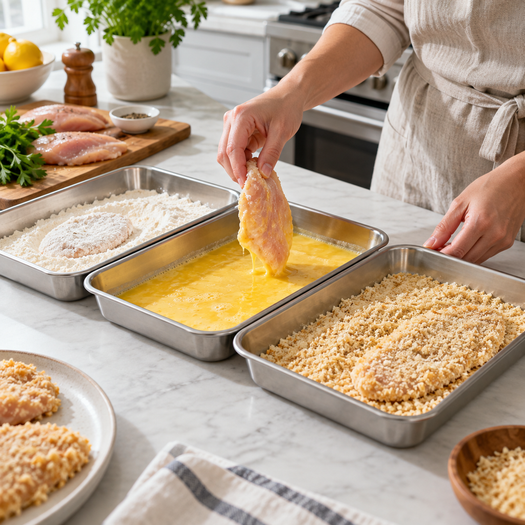 Three-Piece Stainless-Steel Breading Tray Set