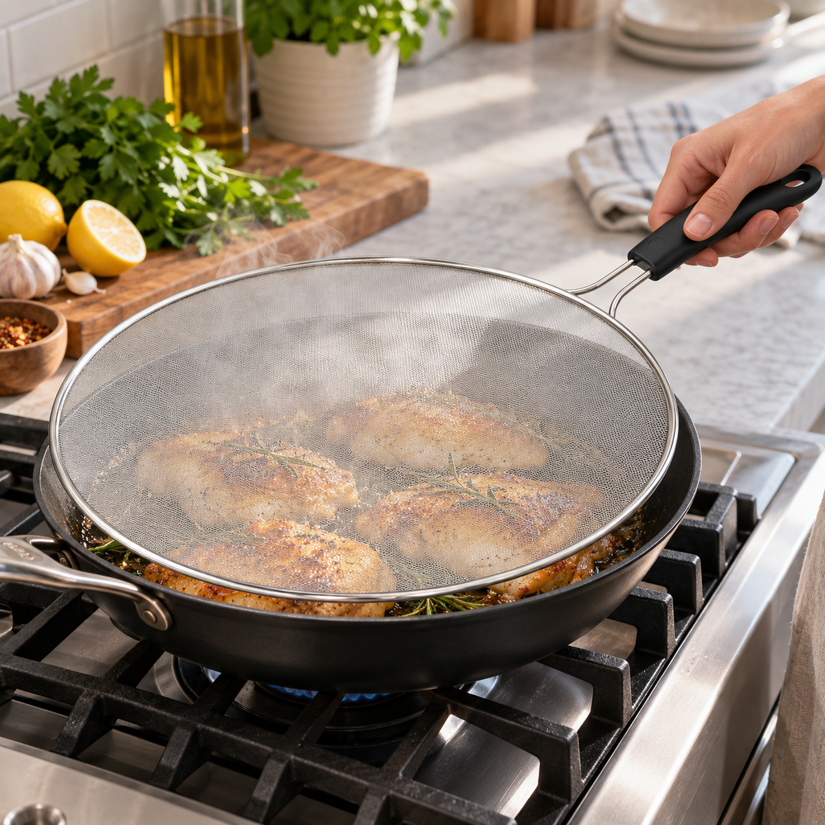 Stainless-Steel Frying Splatter Screen