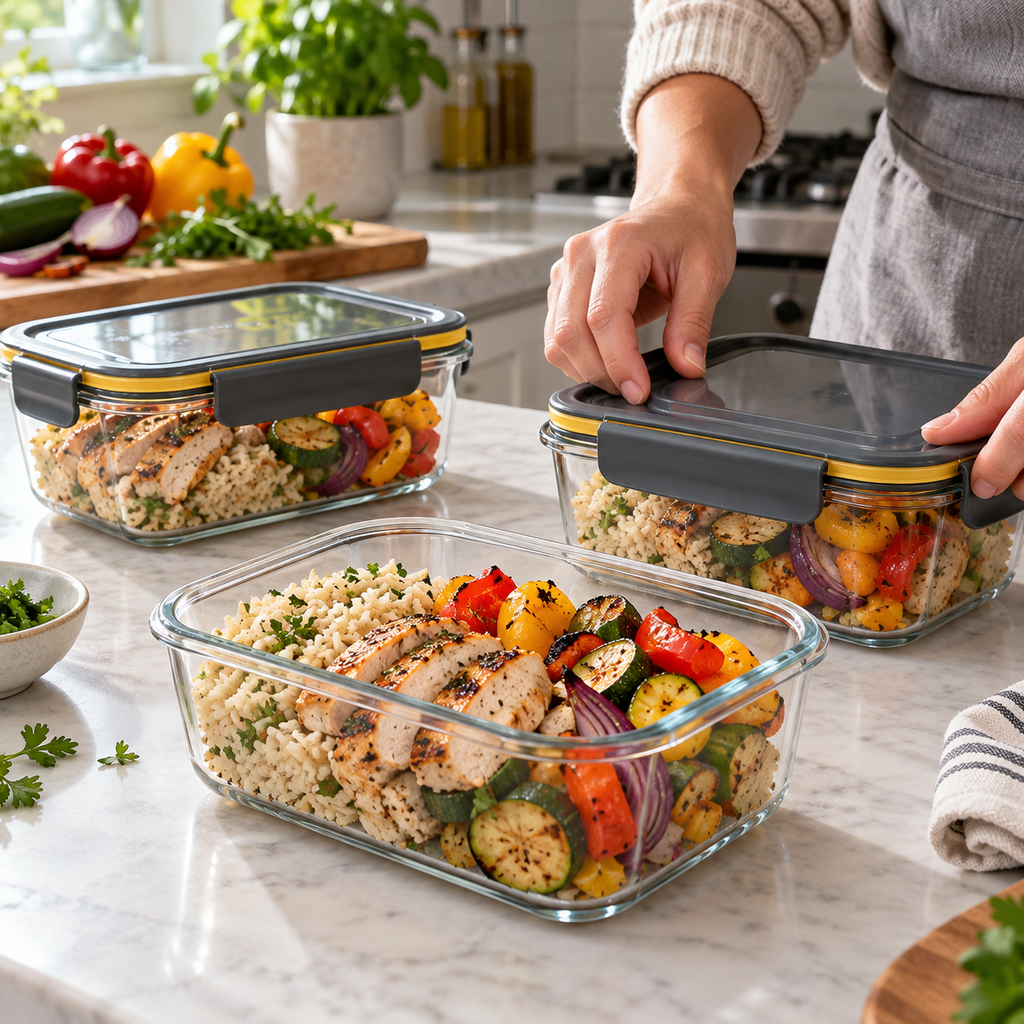 Glass Meal Prep Containers Set of 3